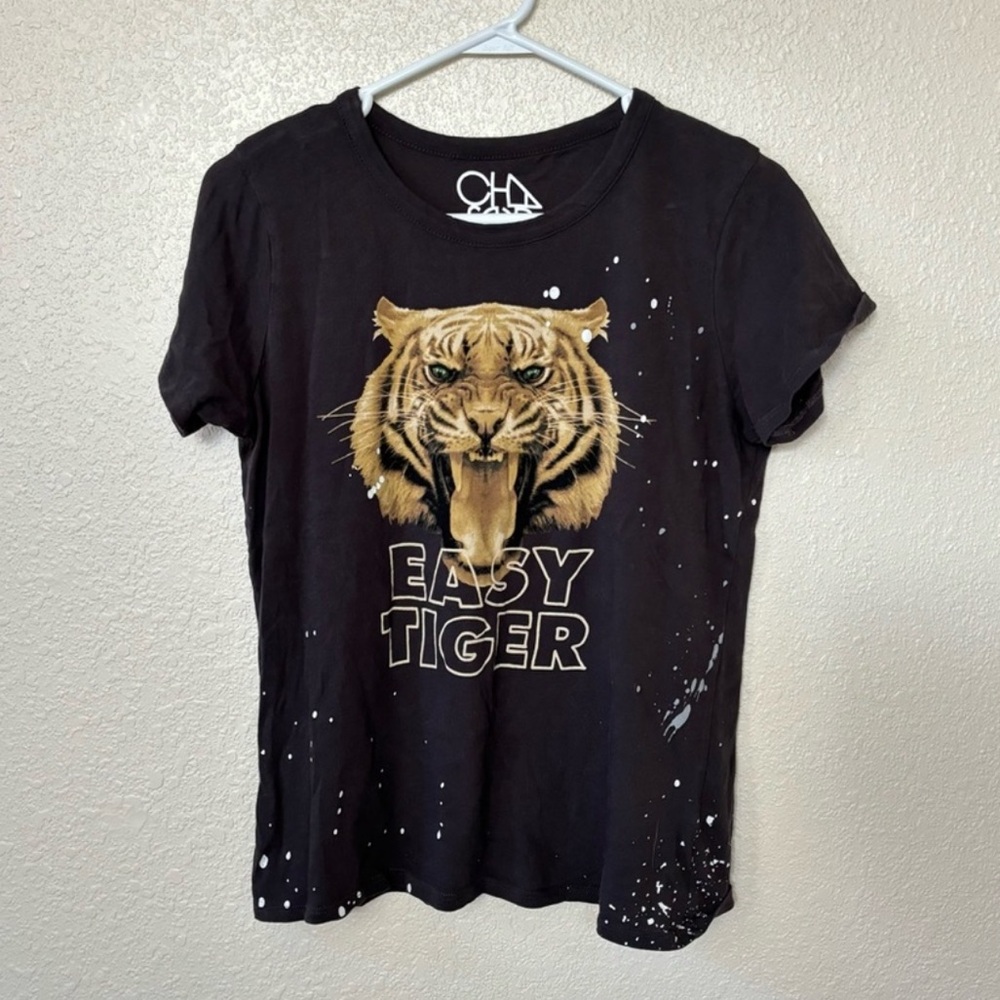Chaser Black Easy Tiger Graphic Short Sleeve Tee Shirt Medium